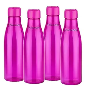Floraware Food Grade Premium Plastic Fridge Round Water Bottle, 1000ml Pack of 4, Pink