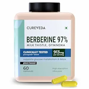 Cureveda Berberine 97% with Milk Thistle & Gymnema | Glucose Control