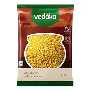 Amazon Brand - Vedaka Unpolished Yellow Moong Dal | 2 Kg | Popular Yellow Moong Dal | Naturally Rich In Protein | Naturally Cholesterol-Free