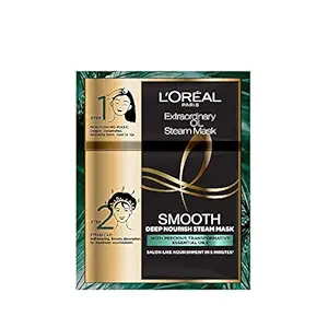 L'Oral Paris Professional Nourishing Treatment, For Smooth & Straight Frizz-Free hair, Paraben Free, With Precious Essential Oils, Extraordinary Oil Smooth Steam Mask, 20ml + 40g