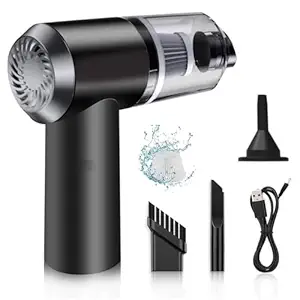 3-in-1 Portable Car Vacuum Cleaner with Blower, USB Rechargeable, Black, Wireless Handheld Mini Design, Strong Suction, Washable HEPA Filter for Car, Home, Travel