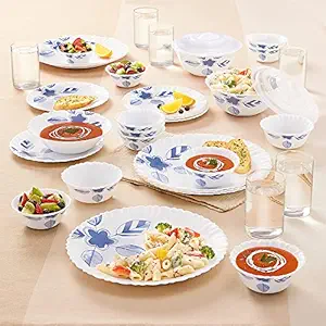 Larah By Borosil Morning Glory Silk Series Opalware Dinner Set