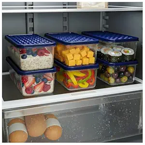SWAPKART Airtight Plastic Storage Containers Set for Kitchen | Pantry Organizer Boxes for Fridge | Durable, Space-Saving, Freezer & Dishwasher Safe Kitchen Accessories 1200 ML (Set of 6)