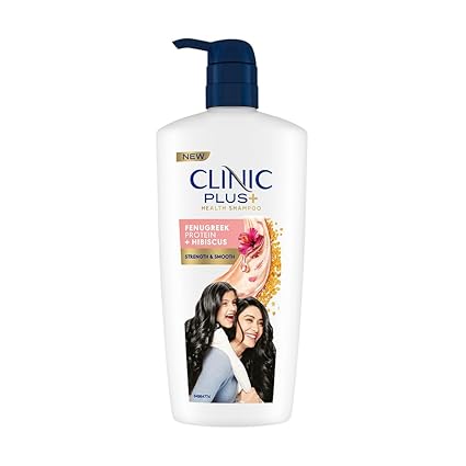 Clinic Plus Strength & Smooth Shampoo, Fenugreek Protein + Hibiscus for Hair Strengthening and Smoother Hair, 650 ml