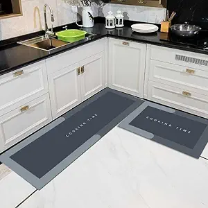 Kitchen mat-2 Pcs Kitchen Mats, Waterproof Memory Foam Kitchen Rugs, Standing Desk Mat Floor Mats, Comfort Runner Rug Carpets for Kitchen Floor, Sink(Must)