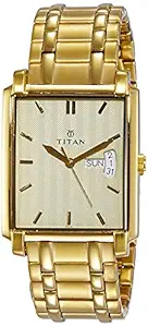 Titan Regalia Quartz Analog with Day and Date Champagne Dial Gold Stainless Steel Strap watch for Men - NT1506YM02
