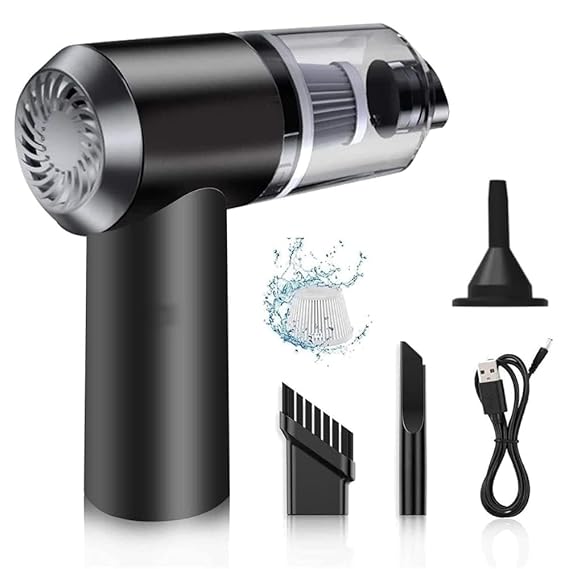 SONORO KATE 3-in-1 Portable Car Vacuum Cleaner with Blower – USB Rechargeable Cordless Handheld Mini Cleaner, Strong Suction, Washable HEPA Filter – Wireless Vacuum for Car, Home & Travel, Black