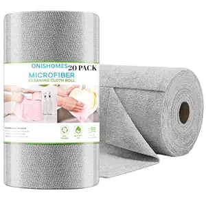 Cleaning Cloth Roll, Washable Absorbent Towel for Kitchen, Dust, Stains Wet and Dry Microfiber Cleaning Cloth, Reusable Paper Towels Washable Roll Tear Away for Kitchen, Car (Pack of 20)