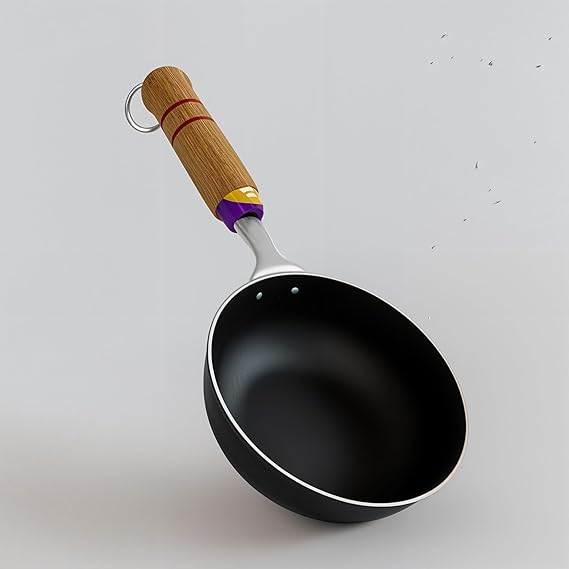 Add2Cart Pre-Seasoned Tadka Pan, Compatible with Gas | Toxin-Free, Chemical Coating-Free, 100% Pure (Wooden, 500ML)