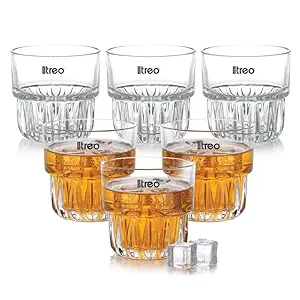 Treo by Milton Empress Whiskey Glass Set of 6, 255 ml Each - Crystal Clear