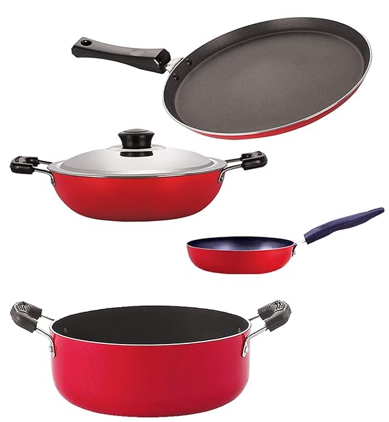 Nirlon Dishwsher Safe Non Stick Gift Cookware Set of 4 Pieces (FT13_DKD(B)_CVG_CS24)