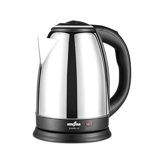 Kenstar Estella 1.6L Electric Kettle | Stainless Steel Body | Auto Cut-Off & Dry Boil Protection | 360 Swivel Base | 1350 W | SS Finish