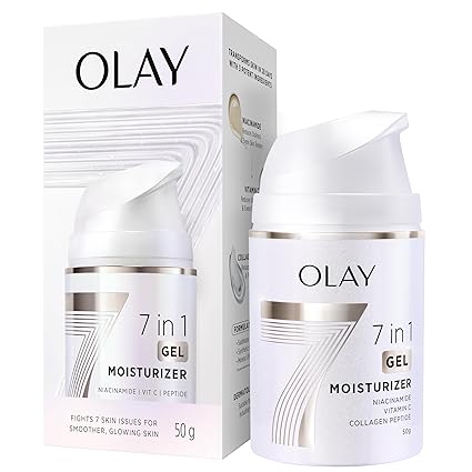 Olay 7in1 Ultra-light Gel Moisturizer | Niacinamide, Vitamin C, Collagen Peptides | Fights 7 Issues for Smooth & Glowing Skin | Normal to Oily Skin | Dermatologically Tested | Non Comedogenic | 50g