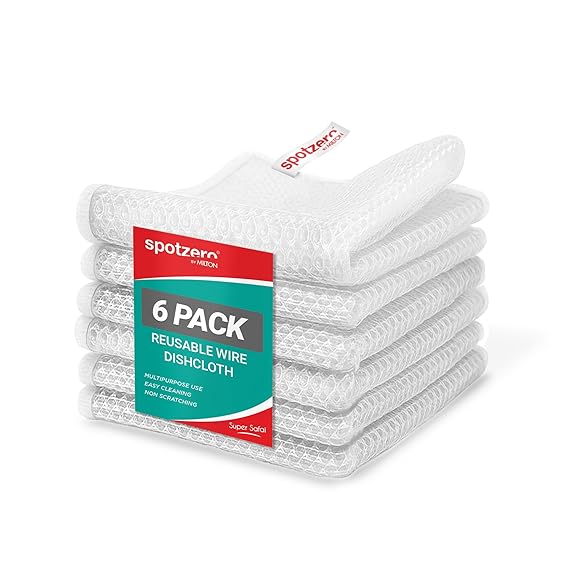 Spotzero By Milton Non-Scratch Wire Dish Cloth (Pack of 6) I Multipurpose Scrubber for Kitchen Utensils, Sinks, Counter & More I Wet and Dry Cleaning for Kitchen & Home