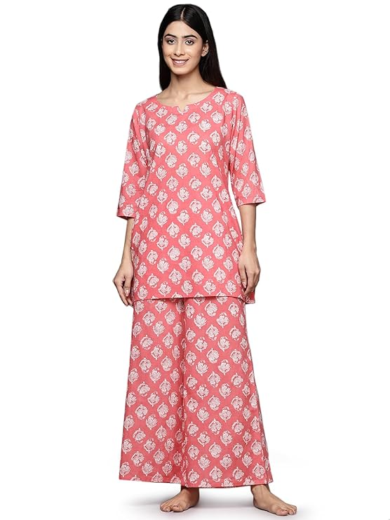 Libas Womens Printed Cotton Night Suit Set for Women