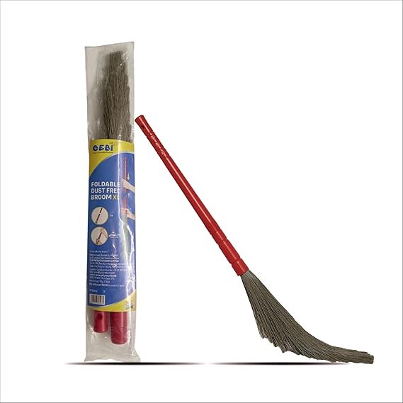 GEBI's Foldable Broom: The Ultimate Dust-Free Cleaning Tool (red) - 1pc