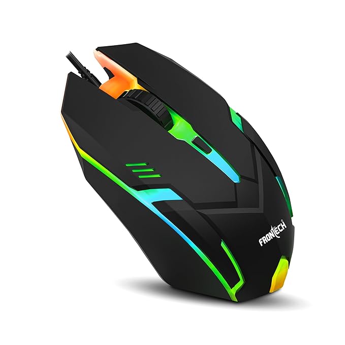 FRONTECH Wired USB Gaming Mouse | 3 Button Mouse| RGB Light| 1500 DPI | Scroll Wheel