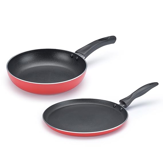 Judge by Prestige Ace Aluminium Non-Stick Cookware- Fry Pan Dia 20 cm- 1 Unit, Omni Tawa Dia 25 cm - 1 Unit