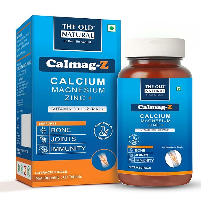 Calmag-Z Calcium Magnesium Zinc Tablets with Vitamin D3 & K2 (MK7) | Bone Health, Joint Support & Immunity Support | Clinically Tested | 60 Tablets