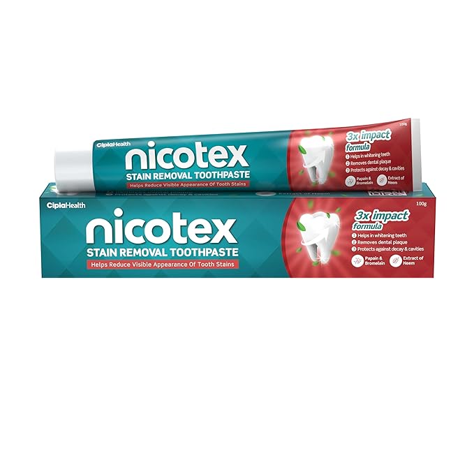 Cipla Nicotex Stain Removal Toothpaste | Teeth Whitening, Plaque Removal, Decay Protection