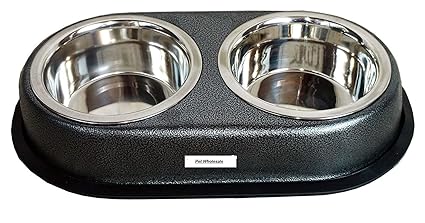 MUNCHOS High Quality Stainless Steel Dog Double Dinner Set, 920 ml (Medium)