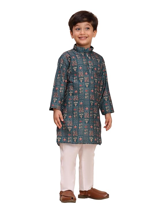 Pro-Ethic Style Developer Boys Heavy Cotton Printed Kurta and Pajama Set for Kid's Ethnic Wear (S-280)