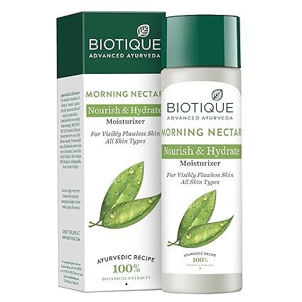 Biotique Morning Nectar Flawless Skin Moisturizer Lotion L Prevents Dark Spots, Blackheads And Blemishes L Visibly Flawless Skin L Nourishes And Hydrates Skin L All Skin Types L 190Ml