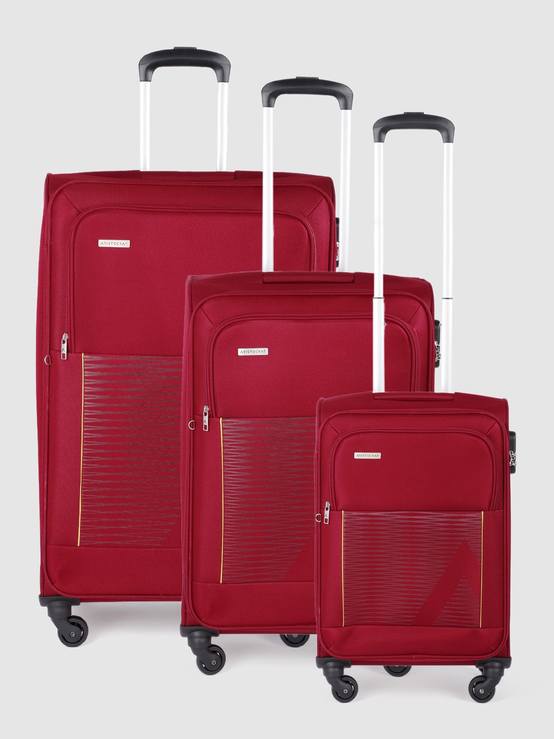 Printed Set Of 3 Large Medium & Small Trolley Suitcases