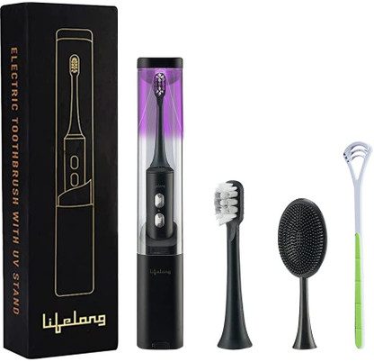Lifelong Electric Toothbrush with UV sealed Sterilization Electric Toothbrush (Black)