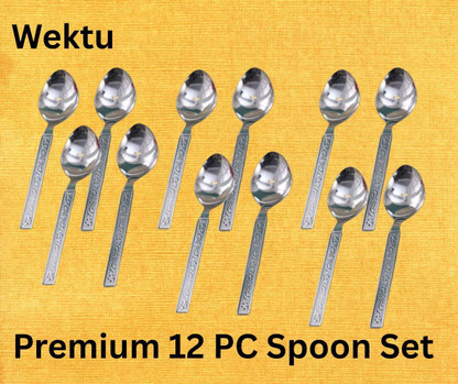 WEKTU Premium Spoon/Stainless Steel/Tea/Table/Soup/Desert/Dinner/12PC65 Stainless Steel Table Spoon Set (Pack of 12)