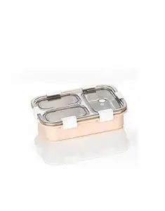 Stainless Steel Lunch Box BPA Free Durable Food Storage for Office, School & Travel with Secure Lock Lid (Peach)