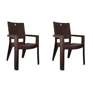 Cello Jordan Chair Set of 2 (Rose Wood) | Strong and Durable | Easy to Clean | Chair for Living Room, Bed Room, Kitchen, Office Room, Outdoor | 3 Years Warranty