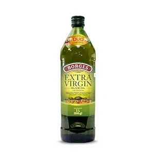 Borges Extra Virgin Olive Oil - 1L Glass | Unrefined & Cold Pressed Oil|Packed in Spain |75% MUFA | Rich in Antioxidants | Ideal For low heat cooking like sauteing & grilling, salad dressing