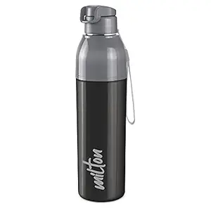MILTON Steel Convey 900 PU Insulated Inner Stainless Steel Water Bottle, 630ml | Leak Proof Lid, BPA Free | Hot & Cold | Easy to Carry | Ideal for Home, Office, Gym, Travelling, Black