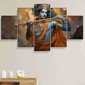 SAF Krishna Paintings for Wall Decoration - Set Of Five, 3d modern art Painting