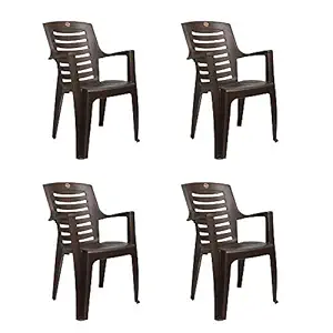 Cello Ultramatt Plastic Full Back Armchair, Set of 4(Pearl Brown)