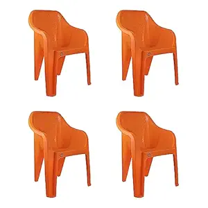 Cello Dynamo Chair Set Pack of 4 - Orange (Plastic) | Strong and Durable