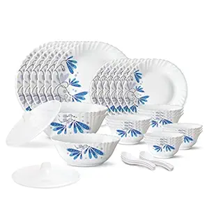Larah by Borosil Twilight Silk Series Opalware Dinner Set | Bone-Ash Free Crockery