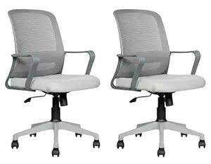 NGFC Mesh Mid Back Ergonomic Work from Home Office Desk Chair, Study Chair, Revolving Chair, Computer Chair, Ergonomic Lumbar Support, Tilt Lock Mechanism (2, Grey)