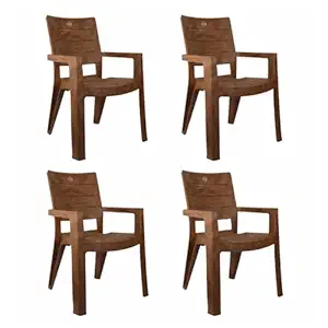 Cello Jordan Set of 4 Chairs (Sandalwood Brown) | Strong and Durable | Easy to Clean | Chair for Living Room, Bed Room, Kitchen, Office Room, Outdoor | 3 Years Warranty