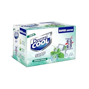 Dermicool Soap With The Power Of 3 Coolants - Camphor, Menthol, Thyme Oil | 99.9% Germ Protection | 125 GM Each | Pack of 3