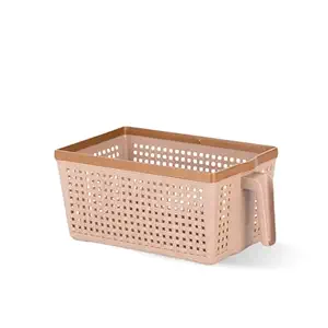Nayasa Plastic Frill Basket | 3 Litre | Rectangular Shape | Veg Baskets for Kitchen | Food Basket for Kitchen | No.1 | Beige | 27L x 15.5W x 11.5H Centimeters