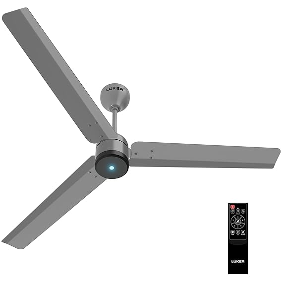LUKER JVLuker USA Aero Zen 1200mm BLDC Ceiling Fan with IR Remote BEE 5 Star 65% Energy Saving High Air Delivery Low Noise LED Indicator Reverse Mode for Living & Bedroom Warm Grey 3 Yrs Warranty