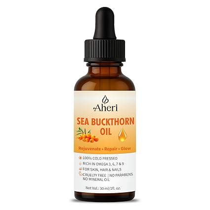 Sea Buckthorn Oil 30 Ml for Face, Skin, Hair & Nails | Pure Cold Pressed | Rich in Omega 3 6 7 9 Fatty Acids Supplement