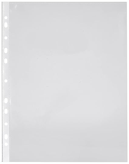 Amazon Brand - Solimo Transparent Document Sleeves, Leaf Sheet Clear Certificates/Waterproof Sheet Protectors 11 Holes Punched Ring Files (A4 Size) (150 Micron, A4)