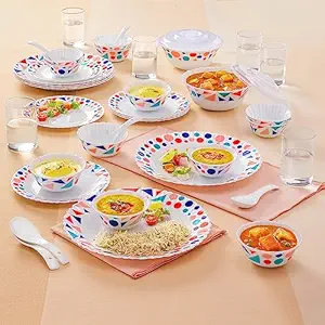 Larah by Borosil Speckle Silk Series Opalware Dinner Set