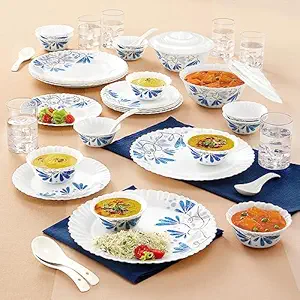 Larah By Borosil Twilight Silk Series Opalware Dinner Set