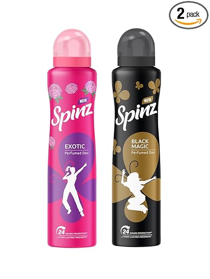 SpinZ New Exotic & Black Magic Aerosol Perfumed Deo For Women, Long Lasting Freshness,200Ml X 2 (Pack Of 2)