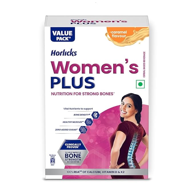 Horlicks Women's Plus Chocolate Nutrition Drink 750 g BIB, Nutrition for strong Bones with 100% daily Calcium & Vitamin D - No Added Sugar