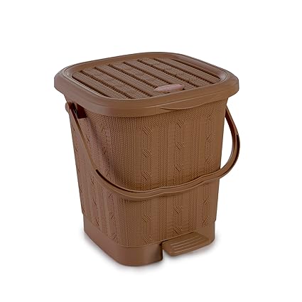 Nayasa Mikado Dustbin without Inner | 8.5 Ltr Litres Waste Bin | Plastic Dustbin for Home, Kitchen, Bathroom & Office | Durable, Easy to Clean, Hygienic & Stylish | Brown